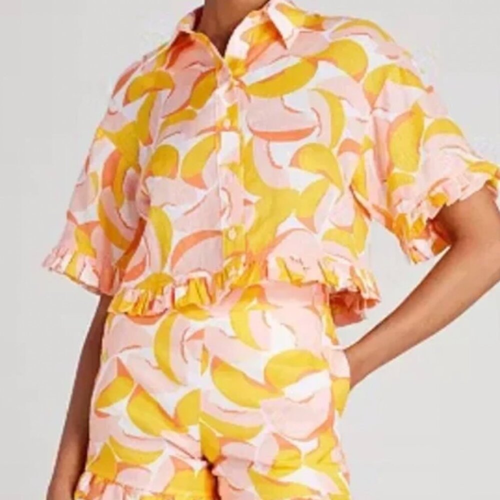 Peaches Ruffle Crop Shirt and Shorts (YES THIS IS A SET)